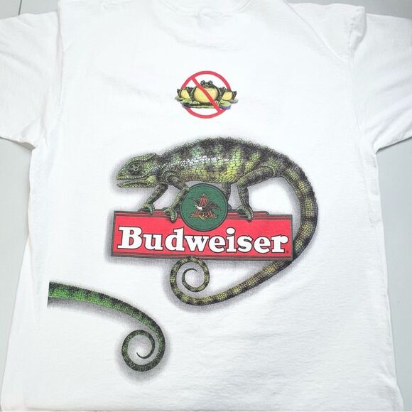 VTG 90’s Budweiser Beer Iguana Louie Lizard Frogs T Shirt EUC XL - Picture 4 of 10